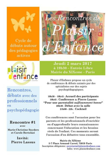 * Rencontre de Plaisir d'Enfance * pour une pédagogie active
