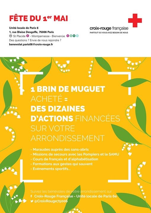 1BrinSolidaire: Vente de muguet pour la Croix-Rouge Paris 06