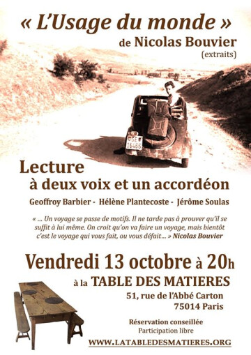 « L’Usage du monde » de Nicolas Bouvier (extraits)