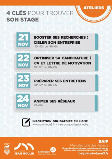 Ateliers | 4 clés pour trouver son stage