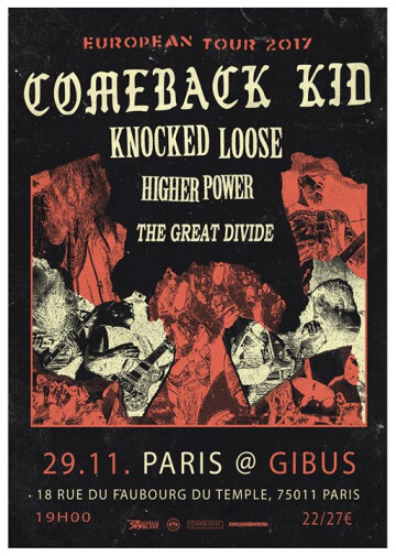 29/11 Comeback Kid / Knocked Loose / Higher Power + TGD