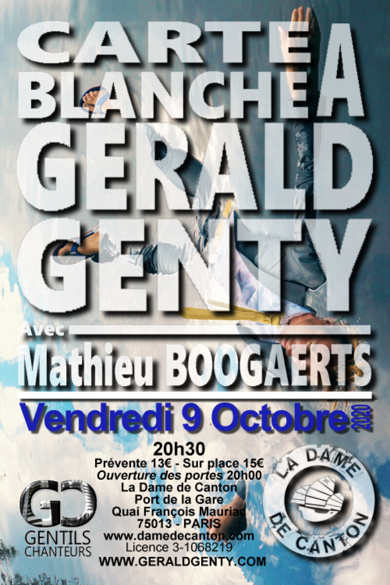 3ème CARTE BLANCHE À GÉRALD GENTY AVEC MATHIEU BOOGAERTS