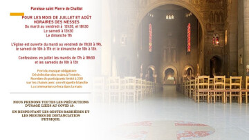 Horaires des mois de juillet et août de la paroisse