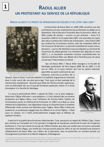 "Raoul Allier (1862-1939) : un protestant au service de la République"