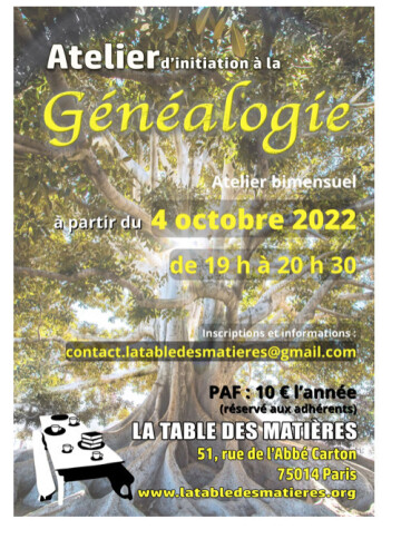 Atelier généalogie