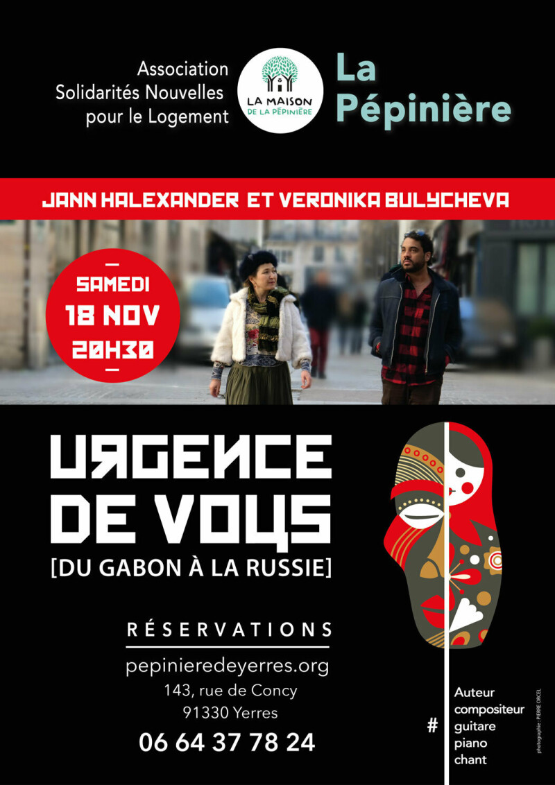 'Urgence de Vous, du Gabon à la Russie' à la Pépinière, Yerres, 18 novembre 2023