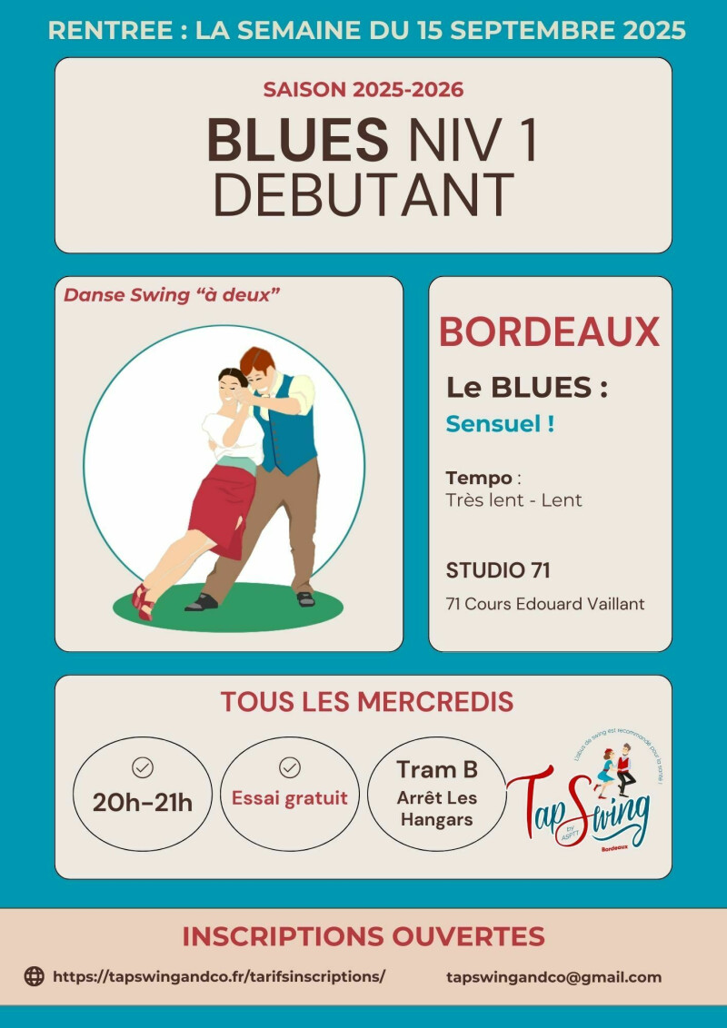 Rentrée des cours de danses swing : BLUES DEBUTANT - Bordeaux