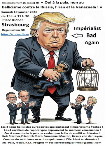 Rassemblement (& expos) 3R : « Oui à la paix, non au bellicisme contre la Russie, l'Iran et le Venezuela ! »