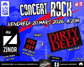 Concert rock vendredi 20 mars 2026 à 20h au Zinor