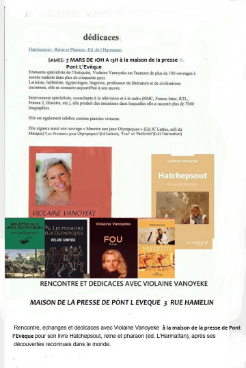 RENCONTRE/SIGNATURES AVEC VIOLAINE VANOYEKE A PONT L EVEQUE(maison de la presse)