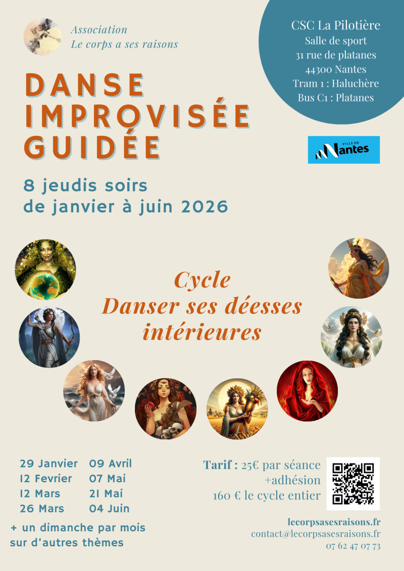 Danse improvisée guidée. Cycle Danser ses déesses intérieures