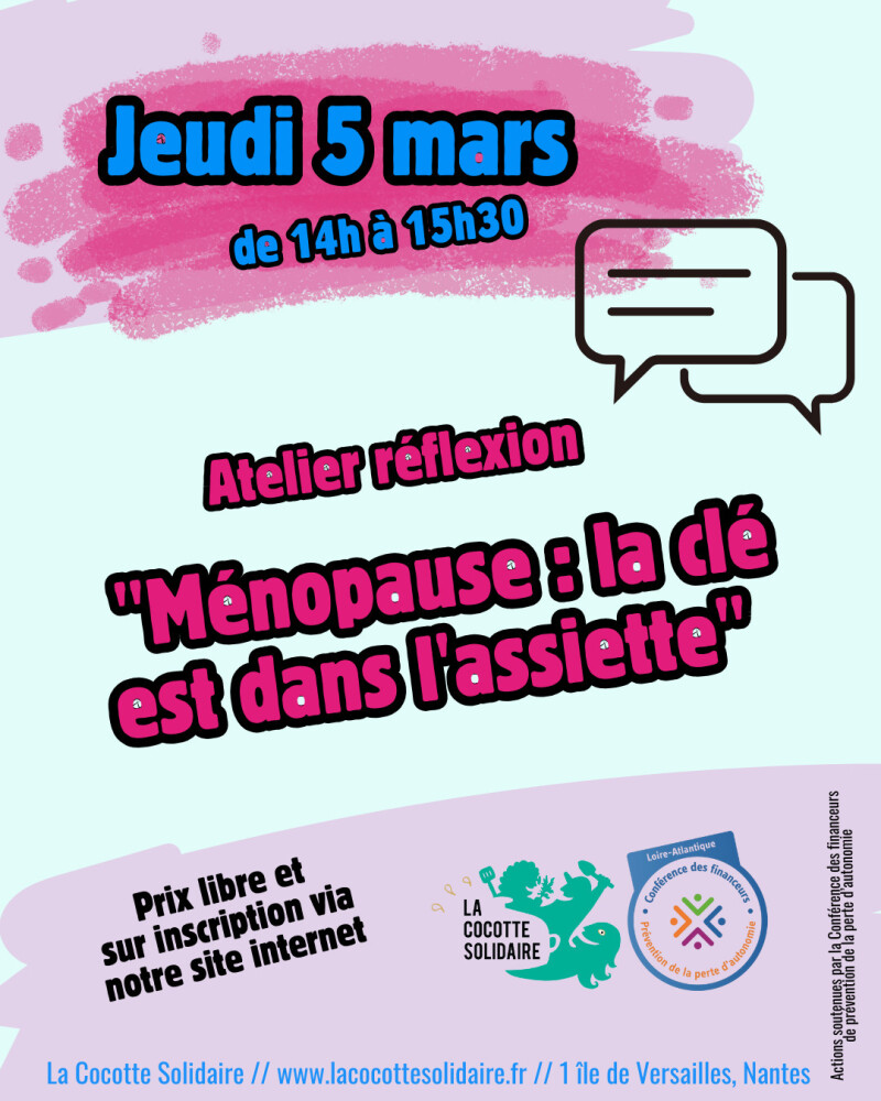 Atelier réflexion "Ménopause: la clé est dans l'assiette"