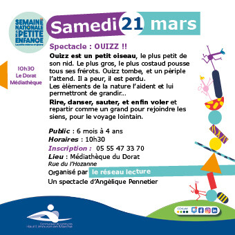 Spectacle : OUIZZ !! pour les enfants de 6 mois à 4 ans