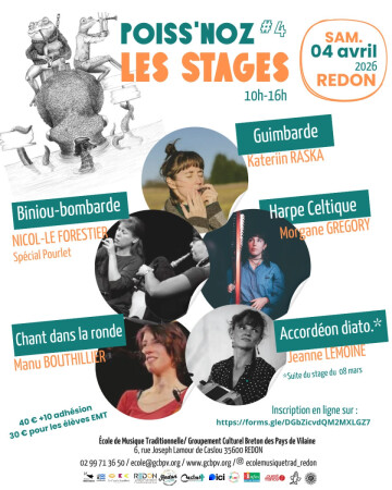 Stages Harpe celtique, Guimbarde, Biniou-bomb, Chant, Accordéon