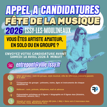 Appel à candidatures – Fête de la Musique 2026 à Issy-les-Moulineaux