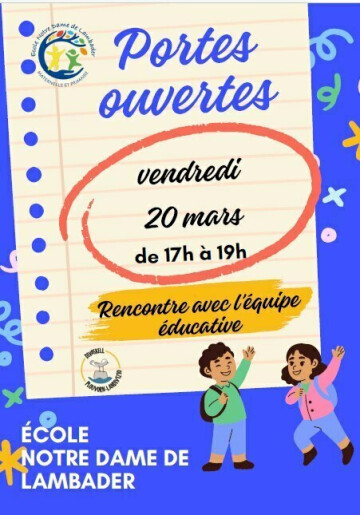 Portes ouvertes de l'école ND de Lambader à Plouvorn vendredi 20 mars 2026