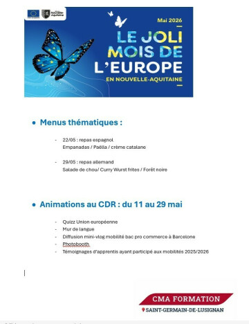 Animations et repas thématiques Joli mois de L'Europe