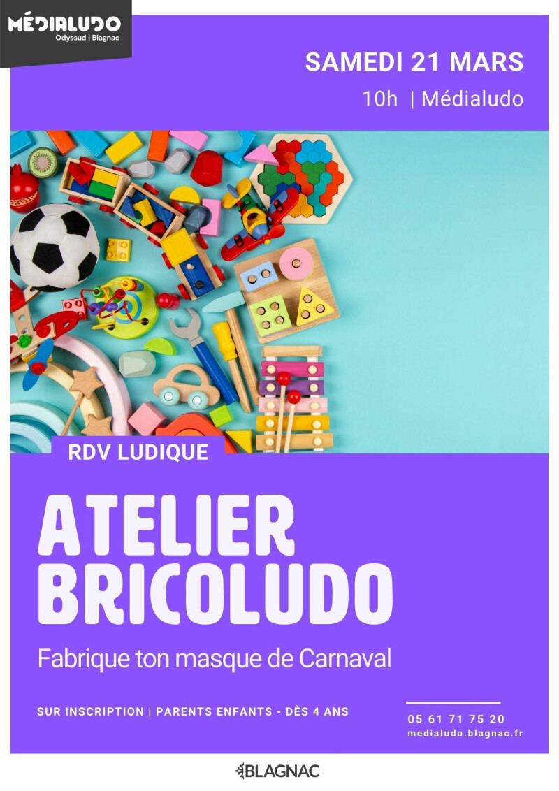 Atelier Bricoludo : fabrique ton masque de Carnaval - Samedi 21 mars