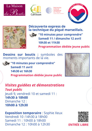 Journées Européennes des Métiers d'Art - découverte dessins sur boutis et piqués marseillais