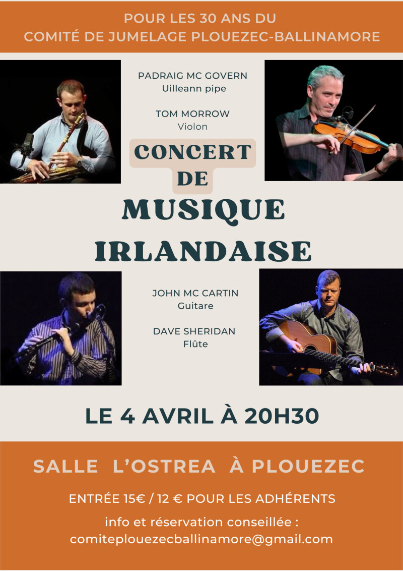 30 ans d'amitié entre Plouézec et Ballinamore  , cela se fête en musique ...