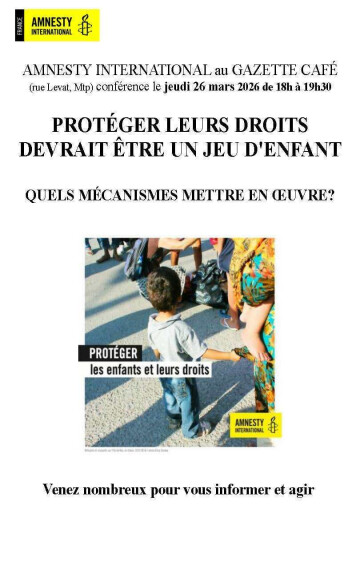 Annonce d'une Conférence d'Amnesty International