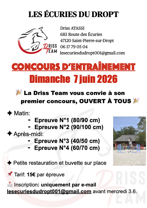 Concours d'entrainement aux écuries du Dropt