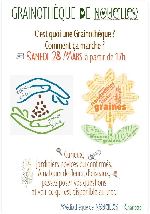 "Reprenons-en de la graine" : à la découverte de la Grainothèque, samedi 28 mars à la Médiathèque de Noueilles