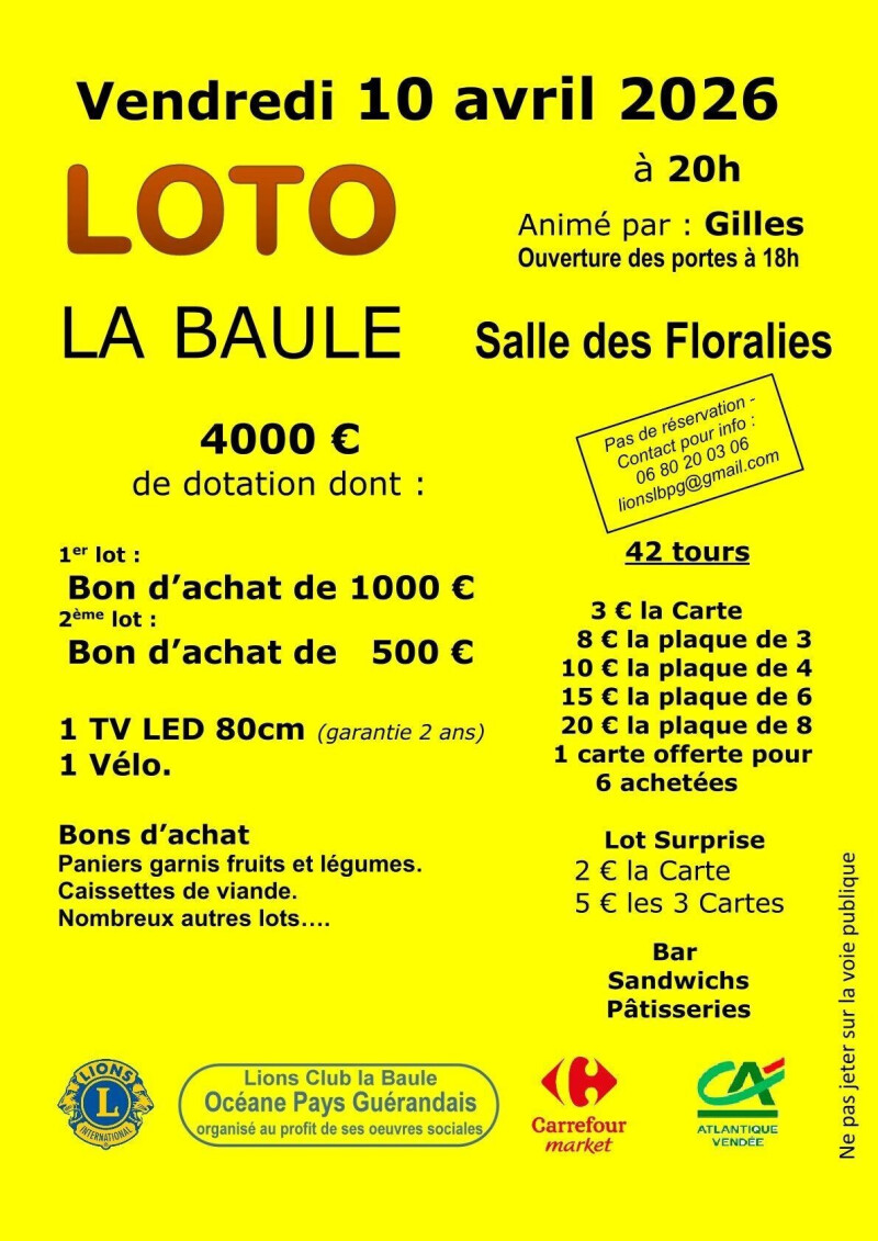 Loto du Lions Club La Baule Pays Guérandais