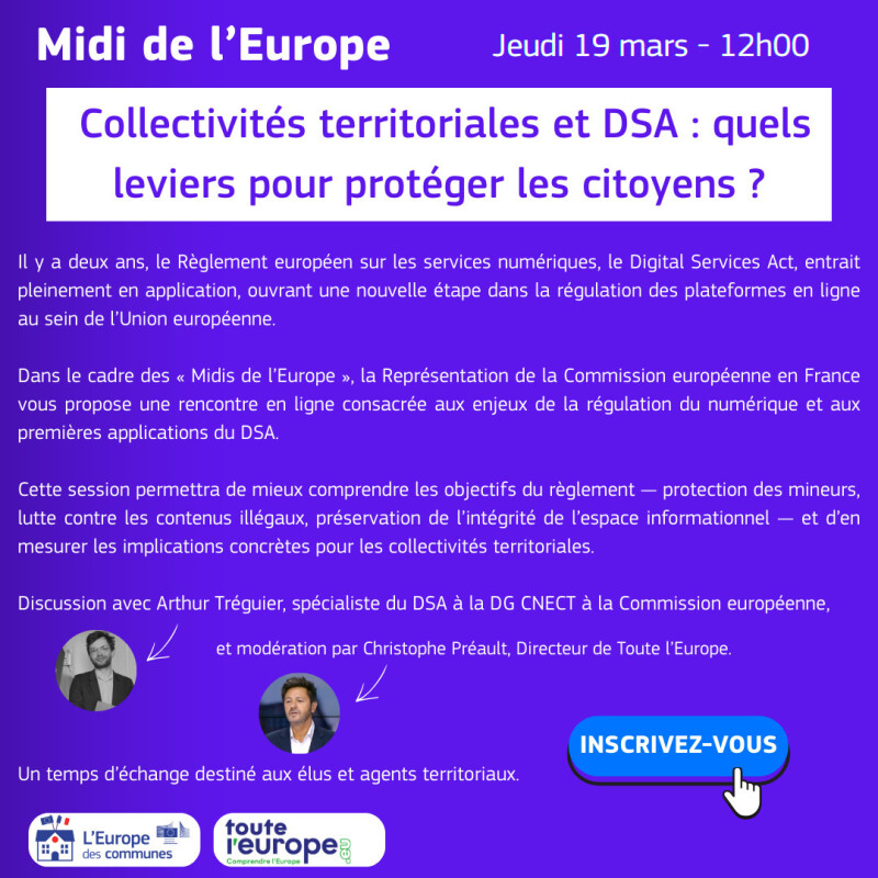 Midi de l'Europe - "Collectivités territoriales et DSA : quels leviers pour protéger les citoyens ?"