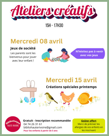 Les ateliers créatifs du printemps 🌺