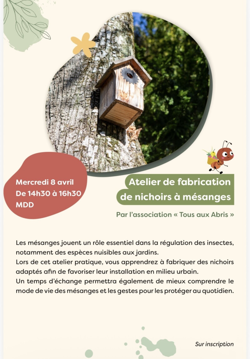 Atelier fabrication de nichoirs à mésanges