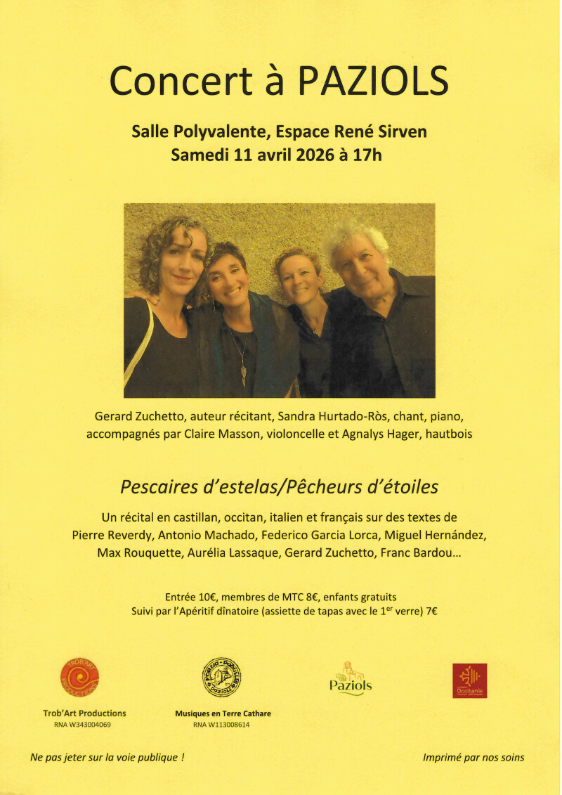 Pescaires d’estelas/Pêcheurs d’étoiles - Un récital en castillan, occitan, italien et français sur des textes de Pierre Reverdy, Antonio Machado...