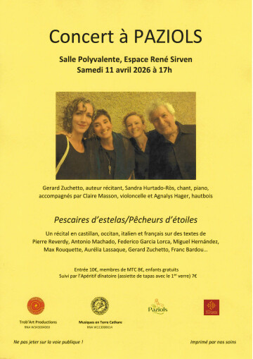 Pescaires d’estelas/Pêcheurs d’étoiles - Un récital en castillan, occitan, italien et français sur des textes de Pierre Reverdy, Antonio Machado...