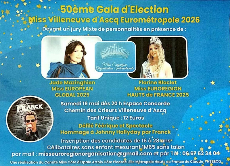 50ème Gala d’Élection Miss Villeneuve d’Ascq Eurométropole 2026