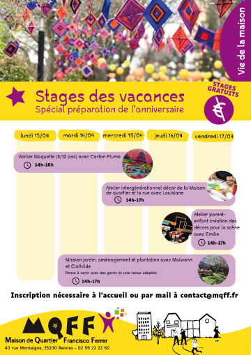 Stages des vacances de Pacques