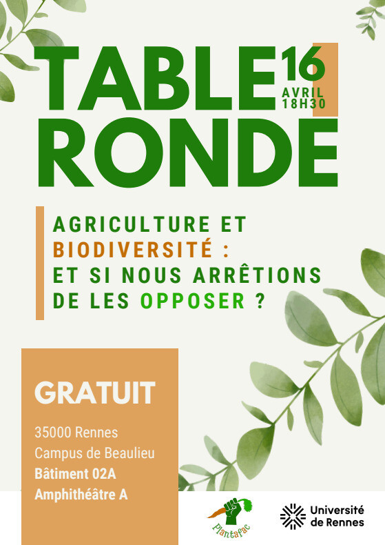Table ronde "Agriculture et Biodiversité : et si nous arrêtions de les opposer ?"