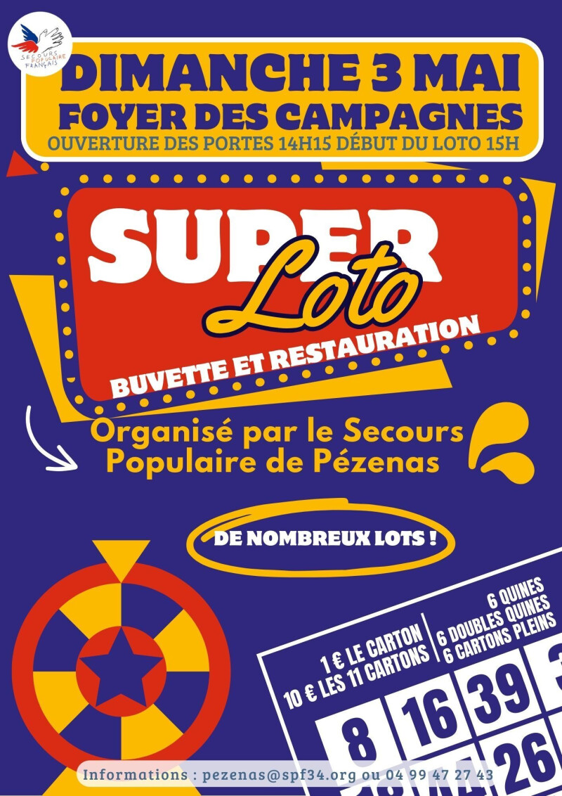 Loto du Secours Populaire Français, comité de Pézenas