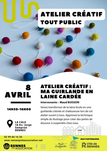 Atelier créatif : ma guirlande en laine cardée