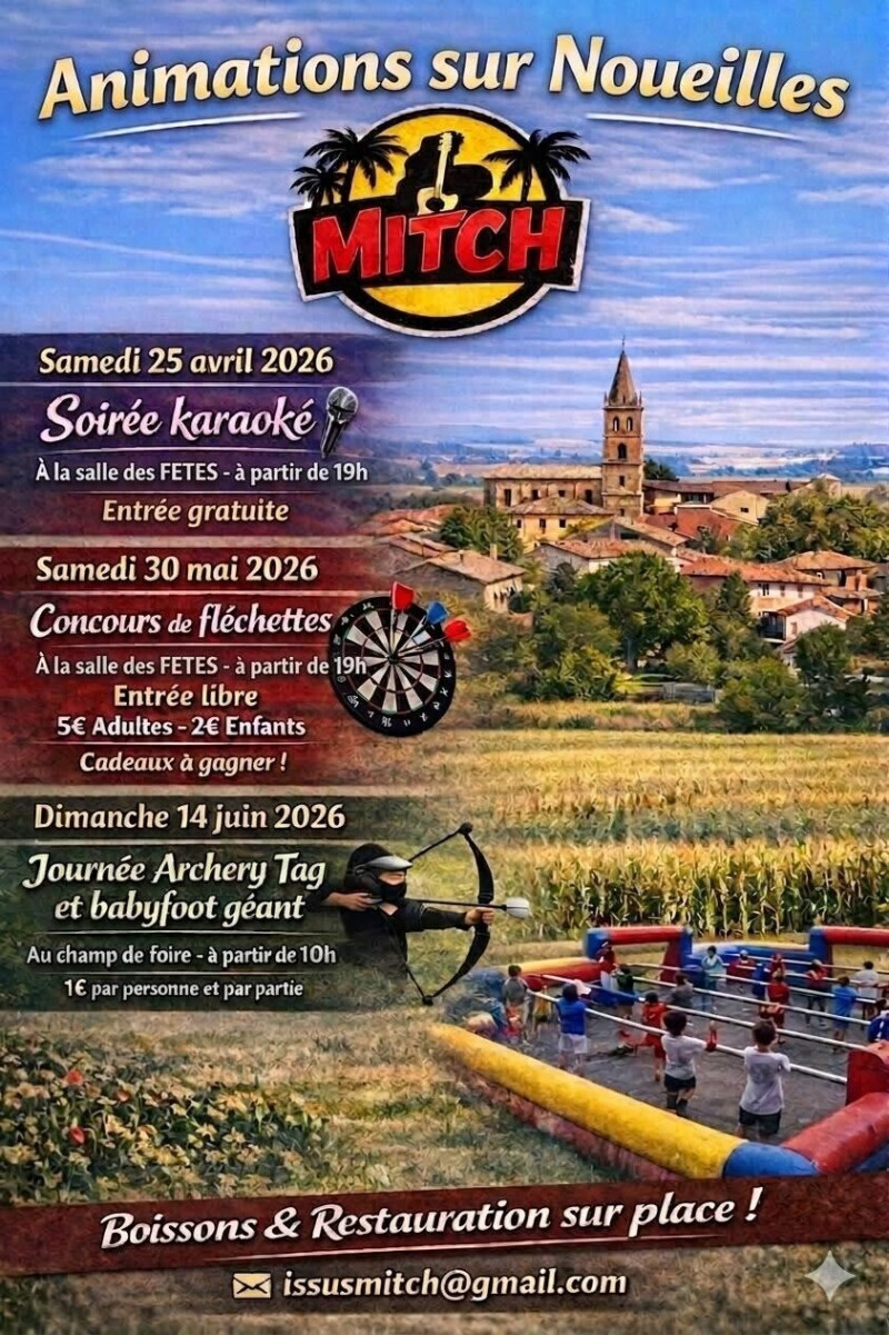 Les animations de l'association Mitch : karaoké, concours fléchettes, journée Archery Tag et Babyfoot géant