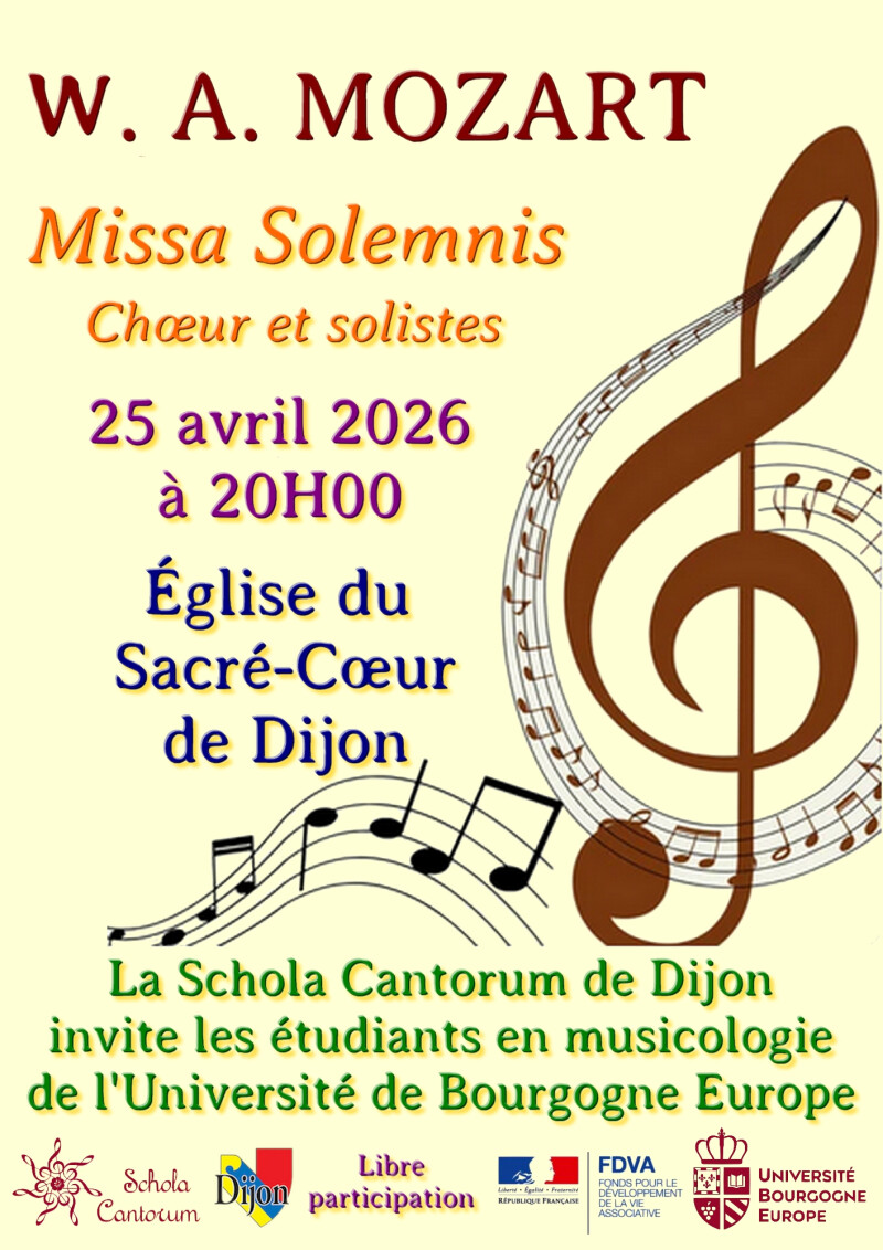 Concert : Schola Cantorum Dijon – MOZART Missa Solemnis