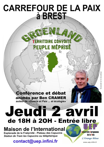 Carrefour de la Paix à Brest sur le thème du Groenland , territoire convoité, peuple méprisé