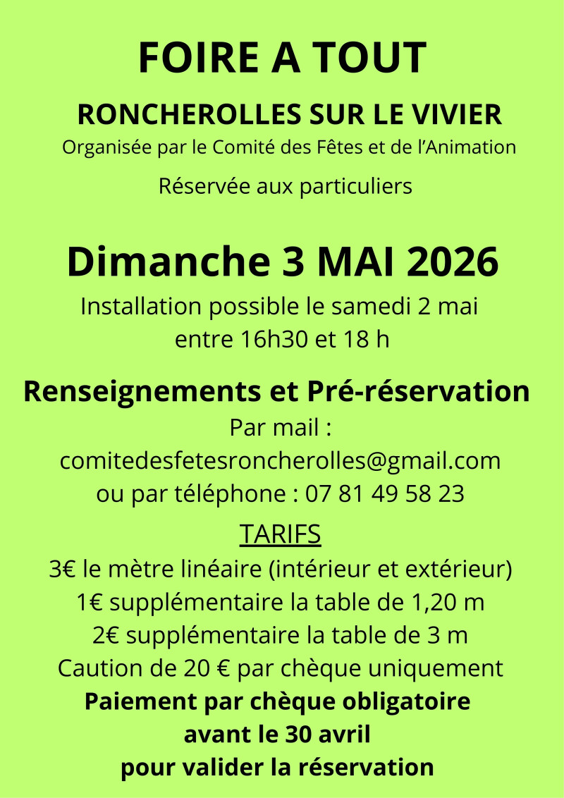 Foire à tout du 3 mai - Roncherolles-sur-le-Vivier