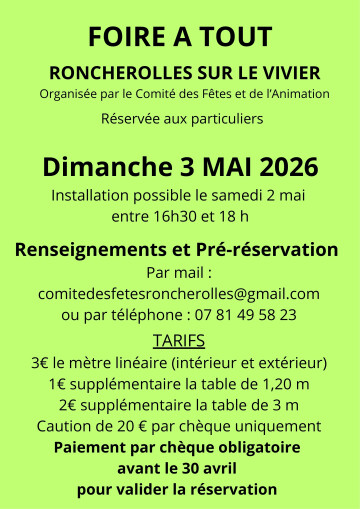 Foire à tout du 3 mai - Roncherolles-sur-le-Vivier