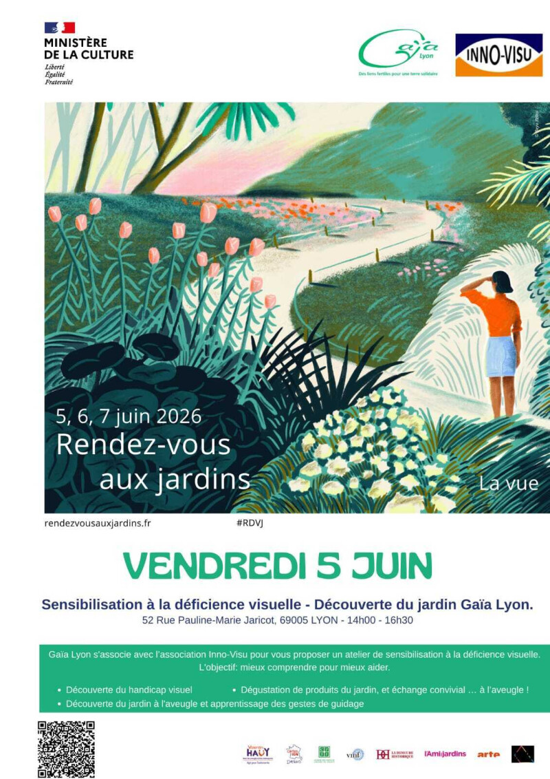 Découverte à l'aveugle du jardin Gaïa Lyon - Sensibilisation à la déficience visuelle