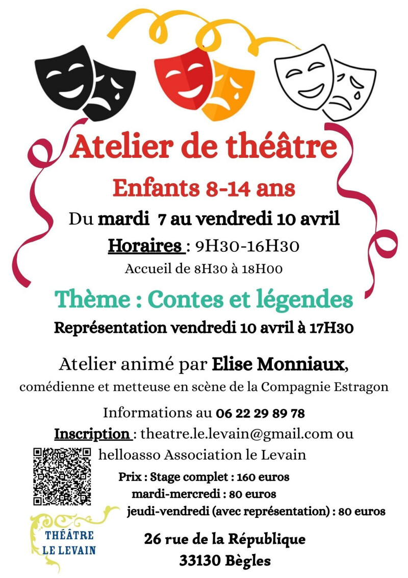 Stage de théâtre pour des enfants de 9 à 14 ans