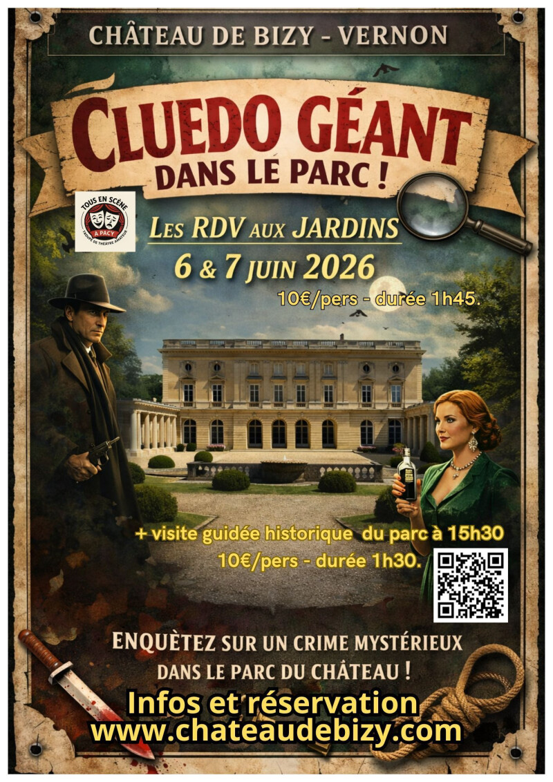 Jeu : Cluedo géant dans le parc de Bizy