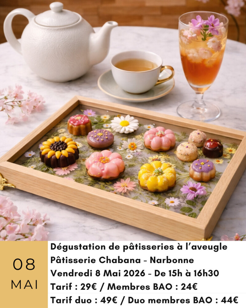 Atelier dégustation de pâtisseries à l'aveugle chez Chabana Narbonne