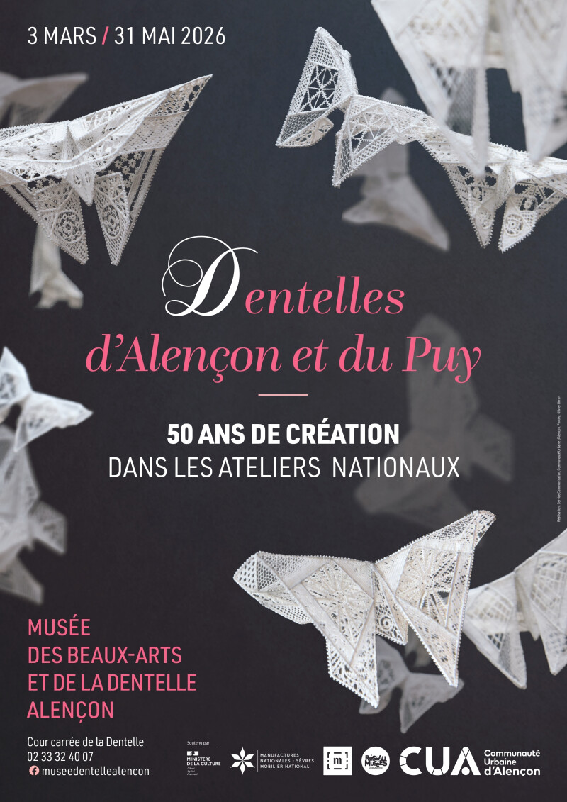 Visite guidée de l'exposition temporaire "Dentelles d'Alençon et du Puy. 50 ans de création dans les ateliers nationaux"