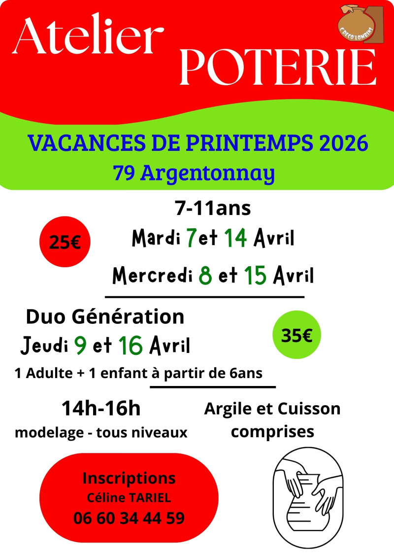 Atelier poterie - Enfant de 7 à 11 ans