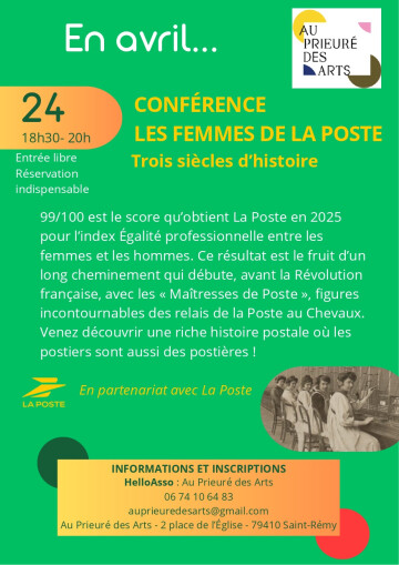 Conférence "Les femmes de la poste, trois siècles d'histoire" au Prieuré des Arts à Saint-Rémy